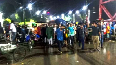 হামলার নিন্দা ও প্রতিবাদ জানিয়ে সিলেটে বিক্ষোভ প্রদর্শন ও প্রতিবাদ মিছিল করেন সংস্কৃতিকর্মীরা। ইমেজ: একাত্তর।