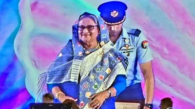 কক্সবাজার আইকনিক রেলস্টেশনের উদ্বোধনী অনুষ্ঠানে প্রধানমন্ত্রী। ছবি: সংগৃহীত