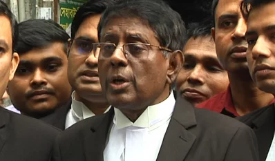 আসামিপক্ষের আইনজীবী ব্যারিস্টার আব্দুল্লাহ আল মামুন। ইমেজ: একাত্তর।