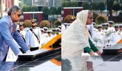 শিখা অনির্বাণে রাষ্ট্রপতি-প্রধানমন্ত্রীর শ্রদ্ধা।