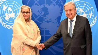 শেখ হাসিনা ও অ্যান্তোনিও গুতেরেস। ফাইল ইমেজ