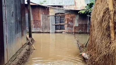 কানাইঘাটে বন্যা পরিস্থিতির চিত্র। ইমেজ: একাত্তর