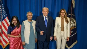 ট্রাম্পের সংবর্ধনায় যোগ দিলেন প্রধান উপদেষ্টা ও তার কন্যা