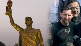 কলকাতায় নিজের ৭০ ফুট উঁচু মূর্তি উন্মোচন করলেন মেসি