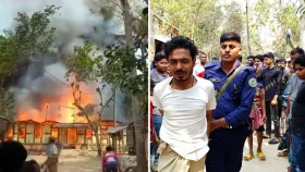 মাদকের টাকার জন্য নিজের ঘরেই আগুন দিলেন যুবক, পুলিশে দিলো এলাকাবাসী
