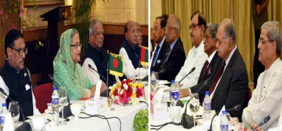 ২০১৮ সালে একাদশ জাতীয় সংসদ নির্বাচনের আগে প্রধানমন্ত্রী শেখ হাসিনার সঙ্গে সংলাপ করেন কামাল হোসেন নেতৃত্বাধীন জোট ঐক্যফ্রন্ট। বিএনপি মহাসচিব মির্জা ফখরুল ইসলাম আলমগীরসহ অন্য নেতারা অংশ নেন। 